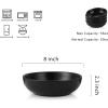 imageSelamica Ceramic 30 Ounce Large Pasta Bowls 8 inch Serving Bowls Wide and Shallow Porcelain Bowls Microwave Dishwasher Safe Set of 4 Ceylon BlueGlod rimMatte Black