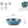 imageSelamica Ceramic 30 Ounce Large Pasta Bowls 8 inch Serving Bowls Wide and Shallow Porcelain Bowls Microwave Dishwasher Safe Set of 4 Ceylon BlueGlod rimCeylon Blue