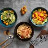 imageSelamica Ceramic 30 Ounce Large Pasta Bowls 8 inch Serving Bowls Wide and Shallow Porcelain Bowls Microwave Dishwasher Safe Set of 4 Ceylon BlueGlod rimCeylon Blue