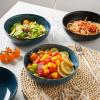 imageSelamica Ceramic 30 Ounce Large Pasta Bowls 8 inch Serving Bowls Wide and Shallow Porcelain Bowls Microwave Dishwasher Safe Set of 4 Ceylon BlueGlod rimCeylon Blue