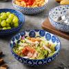 imageSelamica Pasta Bowls 30 OZ Large Salad Serving Bowls Wide Shallow Soup Bowls for Kitchen Dinner Bowls Set of 4 Microwave Dishwasher Safe BlackVintage Blue