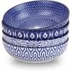 imageSelamica Pasta Bowls 30 OZ Large Salad Serving Bowls Wide Shallow Soup Bowls for Kitchen Dinner Bowls Set of 4 Microwave Dishwasher Safe BlackVintage Blue