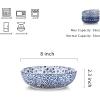 imageSelamica Pasta Bowls 30 OZ Large Salad Serving Bowls Wide Shallow Soup Bowls for Kitchen Dinner Bowls Set of 4 Microwave Dishwasher Safe BlackVintage Blue