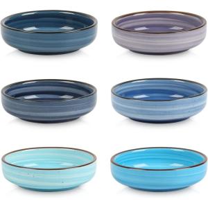 imageSelamica Ceramic 33 Inch Soy Sauce Dish Dipping Bowls Side Dishes Small Appetizer Pinch Bowls for Condiments Sushi Ketchup BBQSet of 6Matte BlackGradient Blue