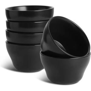 imageSelamica Ceramic Small Bowls Dessert Bowls 8oz Bouillon Cups for Dessert Soup Dipping Sauce Coffee Cupping Microwave and Dishwasher Safe  Set of 6Matte BlueBlack