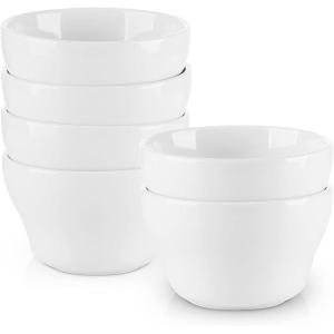 imageSelamica Ceramic Small Bowls Dessert Bowls 8oz Bouillon Cups for Dessert Soup Dipping Sauce Coffee Cupping Microwave and Dishwasher Safe  Set of 6Matte BlueWhite