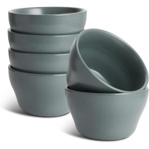 imageSelamica Ceramic Small Bowls Dessert Bowls 8oz Bouillon Cups for Dessert Soup Dipping Sauce Coffee Cupping Microwave and Dishwasher Safe  Set of 6Matte BlueMatte Blue