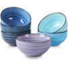 imageSelamica Ceramic 12 Oz Dessert Bowls Set Small Cereal Bowls for Kitchen 47 Inch Ice Cream Bowls for Snack Side Dishes Dips Microwave Dishwasher Safe Set of 6 Gradient ColorGradient Blue
