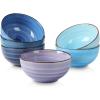 imageSelamica Ceramic 12 Oz Dessert Bowls Set Small Cereal Bowls for Kitchen 47 Inch Ice Cream Bowls for Snack Side Dishes Dips Microwave Dishwasher Safe Set of 6 Gradient ColorGradient Blue