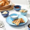 imageSelamica Ceramic 12 Oz Dessert Bowls Set Small Cereal Bowls for Kitchen 47 Inch Ice Cream Bowls for Snack Side Dishes Dips Microwave Dishwasher Safe Set of 6 Gradient ColorGradient Blue