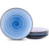 imageSelamica Ceramic 8 inch Dinner Plates Small Dessert Salad Plates Porcelain Serving Plate for Appetizer Pancakes Steak Set of 6 Gradient ColorGradient Blue