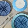imageSelamica Ceramic 8 inch Dinner Plates Small Dessert Salad Plates Porcelain Serving Plate for Appetizer Pancakes Steak Set of 6 Gradient ColorGradient Blue