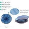 imageSelamica Ceramic 8 inch Dinner Plates Small Dessert Salad Plates Porcelain Serving Plate for Appetizer Pancakes Steak Set of 6 Gradient ColorGradient Blue