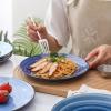 imageSelamica Ceramic 8 inch Dinner Plates Small Dessert Salad Plates Porcelain Serving Plate for Appetizer Pancakes Steak Set of 6 Gradient ColorGradient Blue
