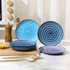 imageSelamica Ceramic 8 inch Dinner Plates Small Dessert Salad Plates Porcelain Serving Plate for Appetizer Pancakes Steak Set of 6 Gradient ColorGradient Blue