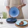 imageSelamica Ceramic 8 inch Dinner Plates Small Dessert Salad Plates Porcelain Serving Plate for Appetizer Pancakes Steak Set of 6 Gradient ColorGradient Blue