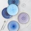 imageSelamica Ceramic 8 inch Dinner Plates Small Dessert Salad Plates Porcelain Serving Plate for Appetizer Pancakes Steak Set of 6 Gradient ColorGradient Blue