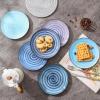 imageSelamica Ceramic 8 inch Dinner Plates Small Dessert Salad Plates Porcelain Serving Plate for Appetizer Pancakes Steak Set of 6 Gradient ColorGradient Blue
