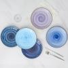 imageSelamica Ceramic 8 inch Dinner Plates Small Dessert Salad Plates Porcelain Serving Plate for Appetizer Pancakes Steak Set of 6 Gradient ColorGradient Blue