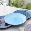 imageSelamica Ceramic 8 inch Dinner Plates Small Dessert Salad Plates Porcelain Serving Plate for Appetizer Pancakes Steak Set of 6 Gradient ColorGradient Blue