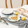 imageSelamica Ceramic 8 inch Dinner Plates Small Dessert Salad Plates Porcelain Serving Plate for Appetizer Pancakes Steak Set of 6 Gradient ColorGradient Color