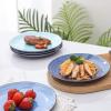 imageSelamica Ceramic 8 inch Dinner Plates Small Dessert Salad Plates Porcelain Serving Plate for Appetizer Pancakes Steak Set of 6 Gradient ColorGradient Blue