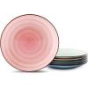 imageSelamica Ceramic 8 inch Dinner Plates Small Dessert Salad Plates Porcelain Serving Plate for Appetizer Pancakes Steak Set of 6 Gradient ColorGradient Color