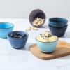 imageSelamica Ceramic 8oz Bouillon Cups 4 Inch Small Dessert Bowls for Soup Dipping Sauce Coffee Cupping Microwave Dishwasher Safe Set of 6 Gradient ColorGradient Blue