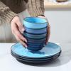 imageSelamica Ceramic 8oz Bouillon Cups 4 Inch Small Dessert Bowls for Soup Dipping Sauce Coffee Cupping Microwave Dishwasher Safe Set of 6 Gradient ColorGradient Blue