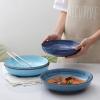 imageSelamica Porcelain 26 Ounce Salad Pasta Bowls 8 inch Wide and Shallow Serving bowls Microwave ampamp Dishwasher Safe Sturdy ampamp Stackable Set of 6 Gradient ColorGradient Blue