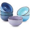 imageSelamica Ceramic 12 Oz Dessert Bowls Set Small Cereal Bowls for Kitchen 47 Inch Ice Cream Bowls for Snack Side Dishes Dips Microwave Dishwasher Safe Set of 6 Gradient ColorGradient Blue