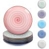 imageSelamica Ceramic 8 inch Dinner Plates Small Dessert Salad Plates Porcelain Serving Plate for Appetizer Pancakes Steak Set of 6 Gradient ColorGradient Color