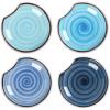 imageSelamica Ceramic Spoon Rest for Stove Top 46 Inch Cooking Spoon Holder for Kitchen Counter Stackable Utensil Rest Holder for Spatula Ladles Tong Coffee Spoon Set of 4 Gradient ColorGradient Blue