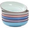 imageSelamica Porcelain 26 Ounce Salad Pasta Bowls 8 inch Wide and Shallow Serving bowls Microwave ampamp Dishwasher Safe Sturdy ampamp Stackable Set of 6 Gradient ColorGradient Color