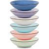 imageSelamica Porcelain 30oz Pasta Bowls Set of 6 Bowl Plates 8 Inch Soup Bowls Wide and Shallow Stackable Salad Bowls for Kitchen Microwave Oven Safe Set of 6 Gradient ColorGradient Color