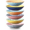 imageSelamica Porcelain 30oz Pasta Bowls Set of 6 Bowl Plates 8 Inch Soup Bowls Wide and Shallow Stackable Salad Bowls for Kitchen Microwave Oven Safe Set of 6 Gradient ColorAssorted Colors
