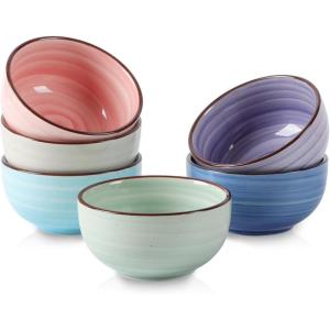 imageSelamica Ceramic 12 Oz Dessert Bowls Set Small Cereal Bowls for Kitchen 47 Inch Ice Cream Bowls for Snack Side Dishes Dips Microwave Dishwasher Safe Set of 6 Gradient ColorGradient Color