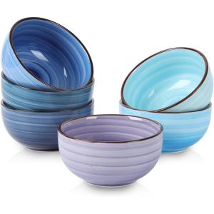 imageSelamica Ceramic 12 Oz Dessert Bowls Set Small Cereal Bowls for Kitchen 47 Inch Ice Cream Bowls for Snack Side Dishes Dips Microwave Dishwasher Safe Set of 6 Gradient ColorGradient Blue