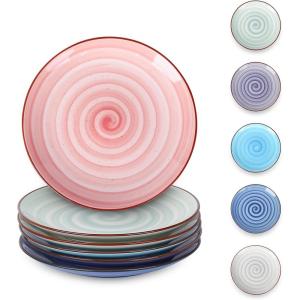 imageSelamica Ceramic 8 inch Dinner Plates Small Dessert Salad Plates Porcelain Serving Plate for Appetizer Pancakes Steak Set of 6 Gradient ColorGradient Color