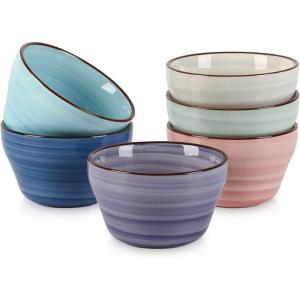 imageSelamica Ceramic 8oz Bouillon Cups 4 Inch Small Dessert Bowls for Soup Dipping Sauce Coffee Cupping Microwave Dishwasher Safe Set of 6 Gradient ColorGradient Color