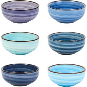 imageSelamica Ceramic Dipping Bowls 27 OZ Soy Sauce Dish Set 3 inch Small Dip Bowls Mini Bowls for Side Dish Appetizers Sushi BBQ Ketchup Set of 6 Gradient ColorGradient Blue