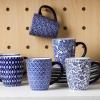 imageSelamica 16 oz Porcelain Coffee Mugs Set Ceramic Tea Cup with Handle dishwasher oven microwave safe Pack of 6 Vintage BlueVintage Blue