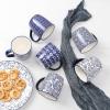 imageSelamica 16 oz Porcelain Coffee Mugs Set Ceramic Tea Cup with Handle dishwasher oven microwave safe Pack of 6 Vintage BlueVintage Blue