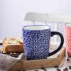 imageSelamica 16 oz Porcelain Coffee Mugs Set Ceramic Tea Cup with Handle dishwasher oven microwave safe Pack of 6 Vintage BlueVintage Blue