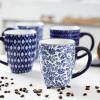 imageSelamica 16 oz Porcelain Coffee Mugs Set Ceramic Tea Cup with Handle dishwasher oven microwave safe Pack of 6 Vintage BlueVintage Blue