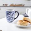imageSelamica 16 oz Porcelain Coffee Mugs Set Ceramic Tea Cup with Handle dishwasher oven microwave safe Pack of 6 Vintage BlueVintage Blue