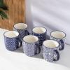 imageSelamica 16 oz Porcelain Coffee Mugs Set Ceramic Tea Cup with Handle dishwasher oven microwave safe Pack of 6 Vintage BlueVintage Blue