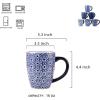 imageSelamica 16 oz Porcelain Coffee Mugs Set Ceramic Tea Cup with Handle dishwasher oven microwave safe Pack of 6 Vintage BlueVintage Blue