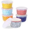 imageSelamica 6 oz Ramekins with Lids Oven Safe Creme Brulee Ramekins Souffle Dishes with Covers Pudding Custard Cups Stackable Ceramic Mini Ramekin Bowls Set for Baking Dipping Set of 6 Assorted ColorsAssorted Colors