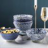 imageSelamica Blue and White Porcelain 20oz Cereal Bowl Set  Set of 6 6 inch Soup Bowls Ceramic bowls for Cereal Soup Salad and Pasta Vintage BlueVintage Blue